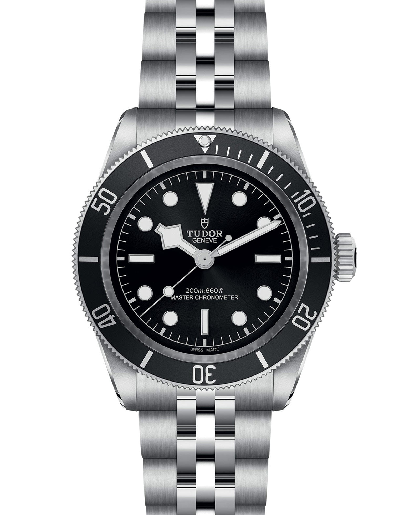 TUDOR Black Bay 41mm,  Steel Case, Steel Bracelet, Black Dial with silver-coloured applied hour markers