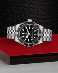 TUDOR Black Bay 41mm,  Steel Case, Steel Bracelet, Black Dial with silver-coloured applied hour markers