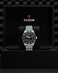 TUDOR Black Bay 41mm,  Steel Case, Steel Bracelet, Black Dial with silver-coloured applied hour markers