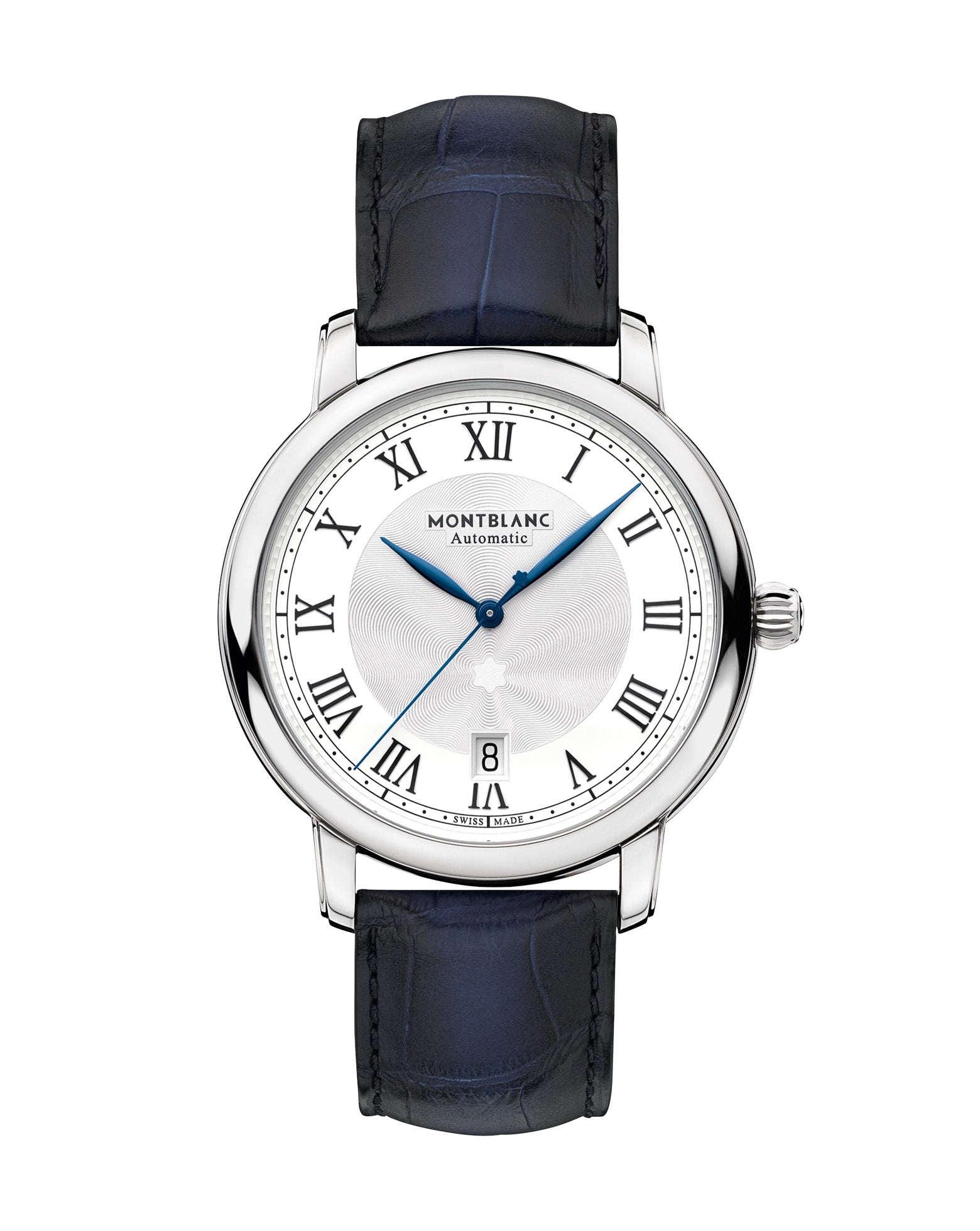 cortina Montblanc Star Legacy Auto Date 39mm Silvery Dial Leather Strap