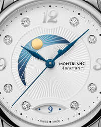Montblanc Bohéme Day & Night 34mm, Silver-White Dial, Blue Leather Strap
