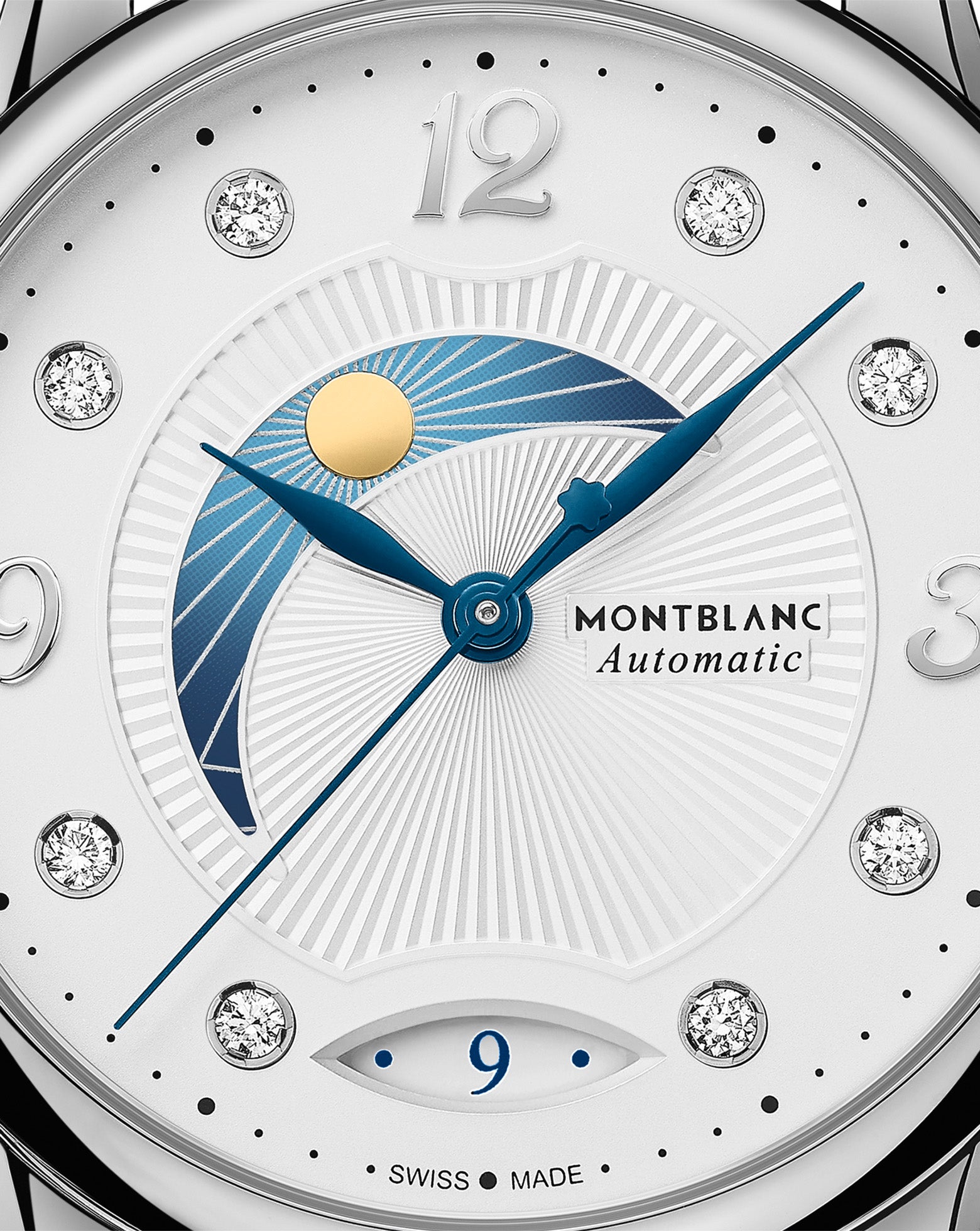 Montblanc Bohéme Day & Night 34mm, Silver-White Dial, Blue Leather Strap