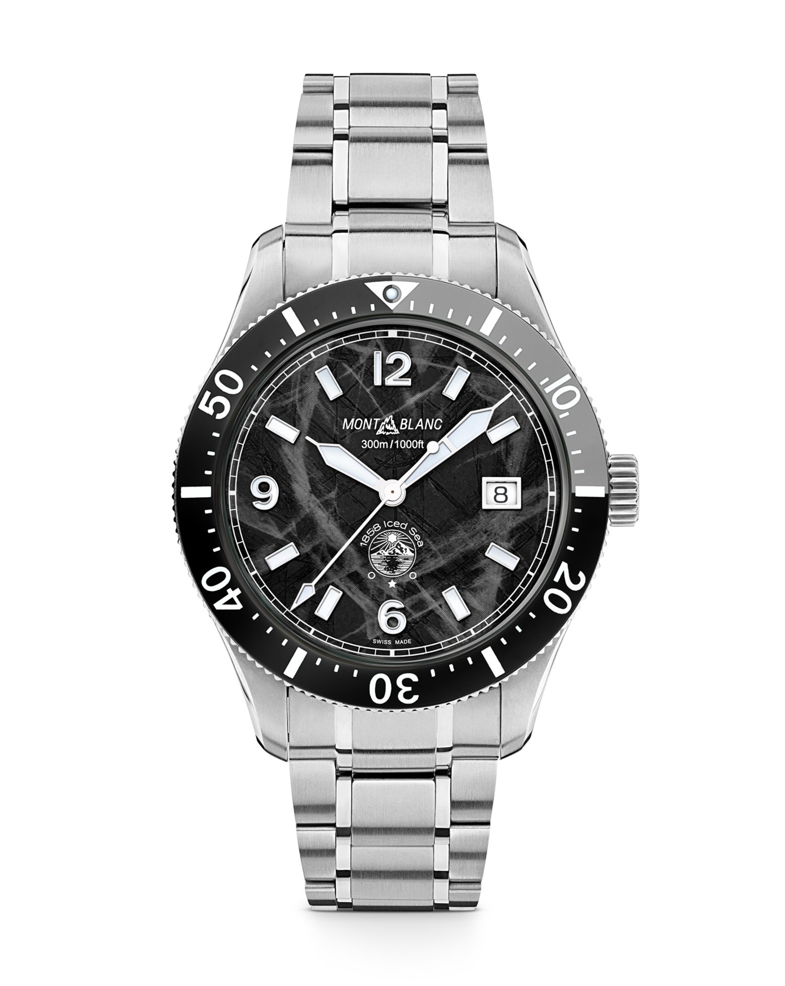 Montblanc 1858 Iced Sea Automatic Date 41mm, Black Dial, Steel Bracelet