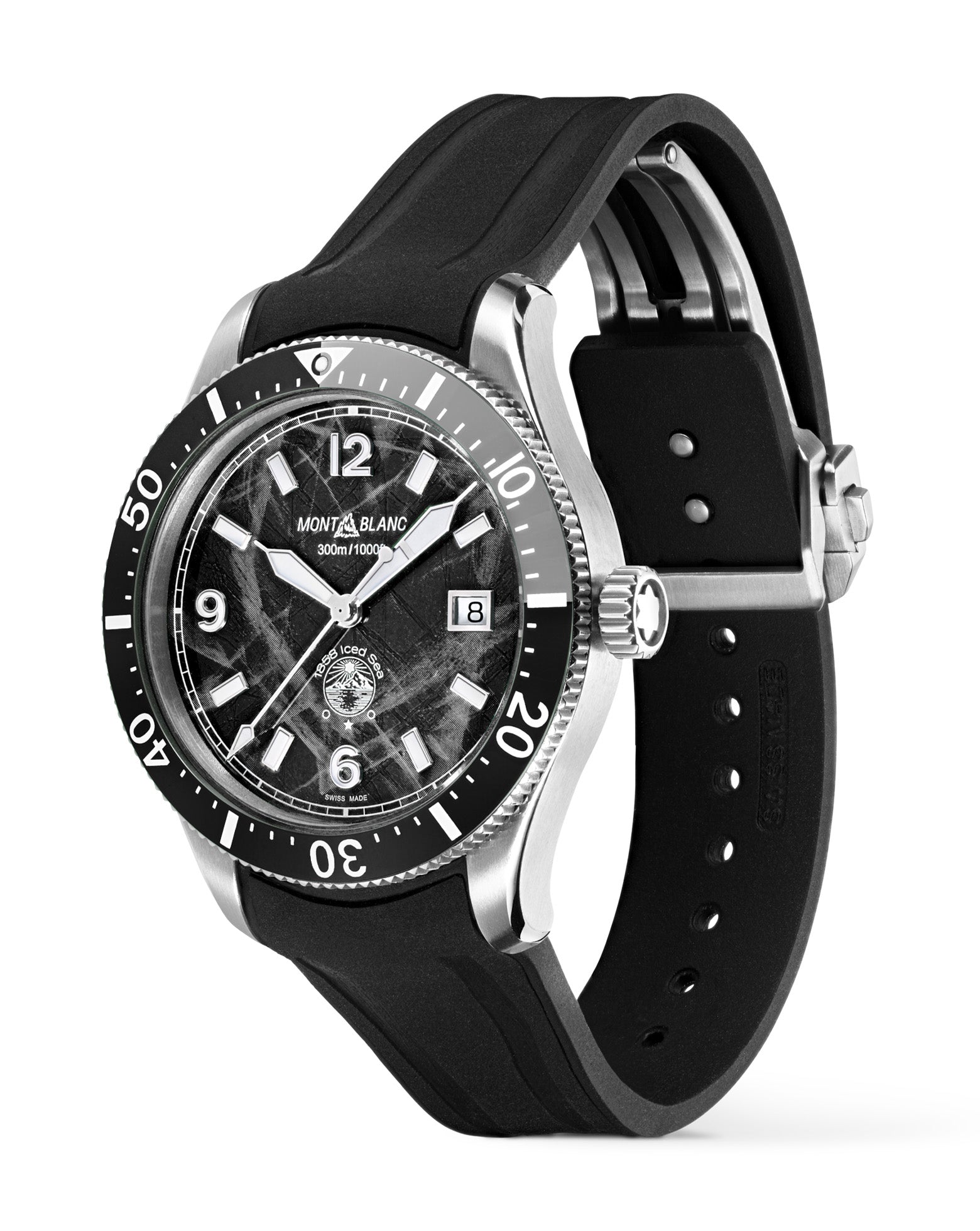 Montblanc 1858 Iced Sea Automatic Date 41mm, Black Dial, Black Rubber Strap
