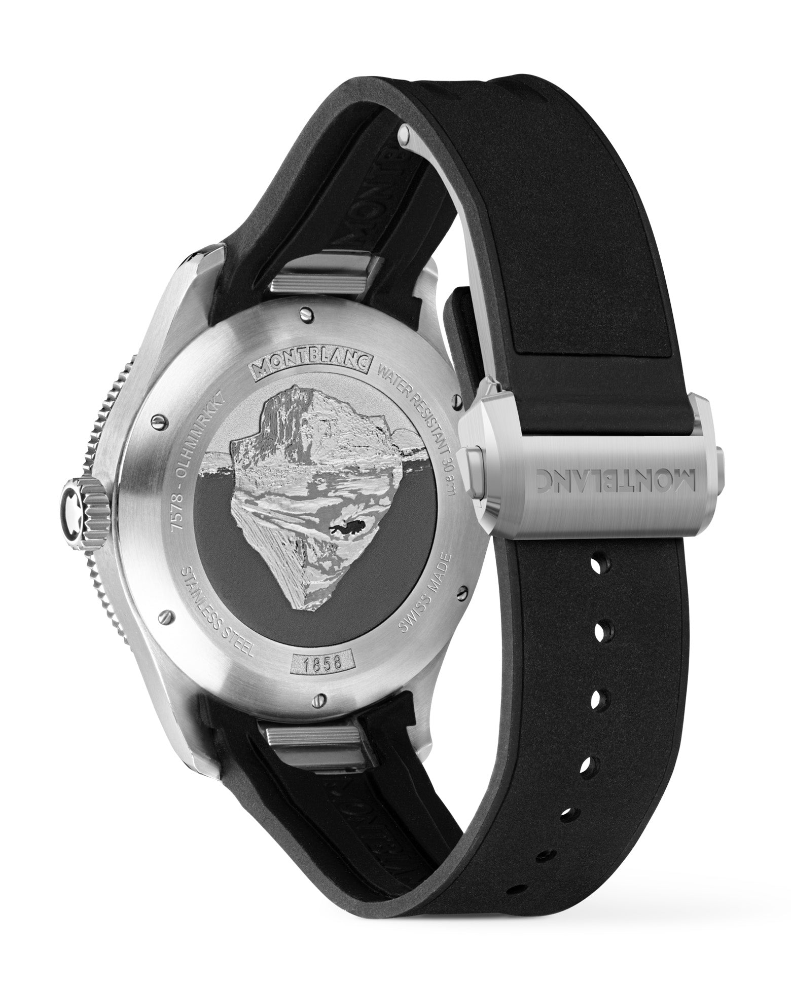 Montblanc 1858 Iced Sea Automatic Date 41mm, Black Dial, Black Rubber Strap