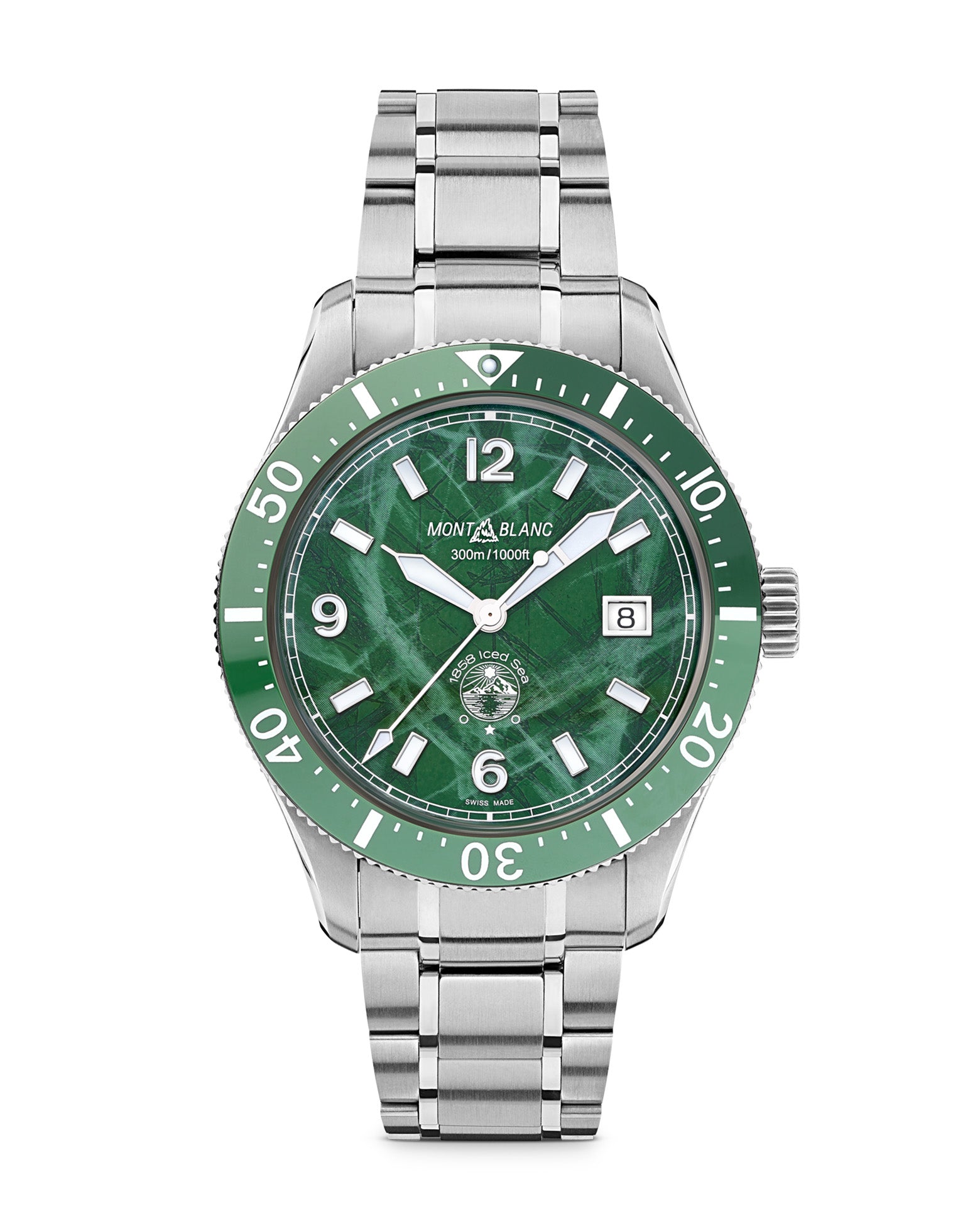 Montblanc 1858 Iced Sea Automatic Date 41mm, Green Dial, Steel Bracelet