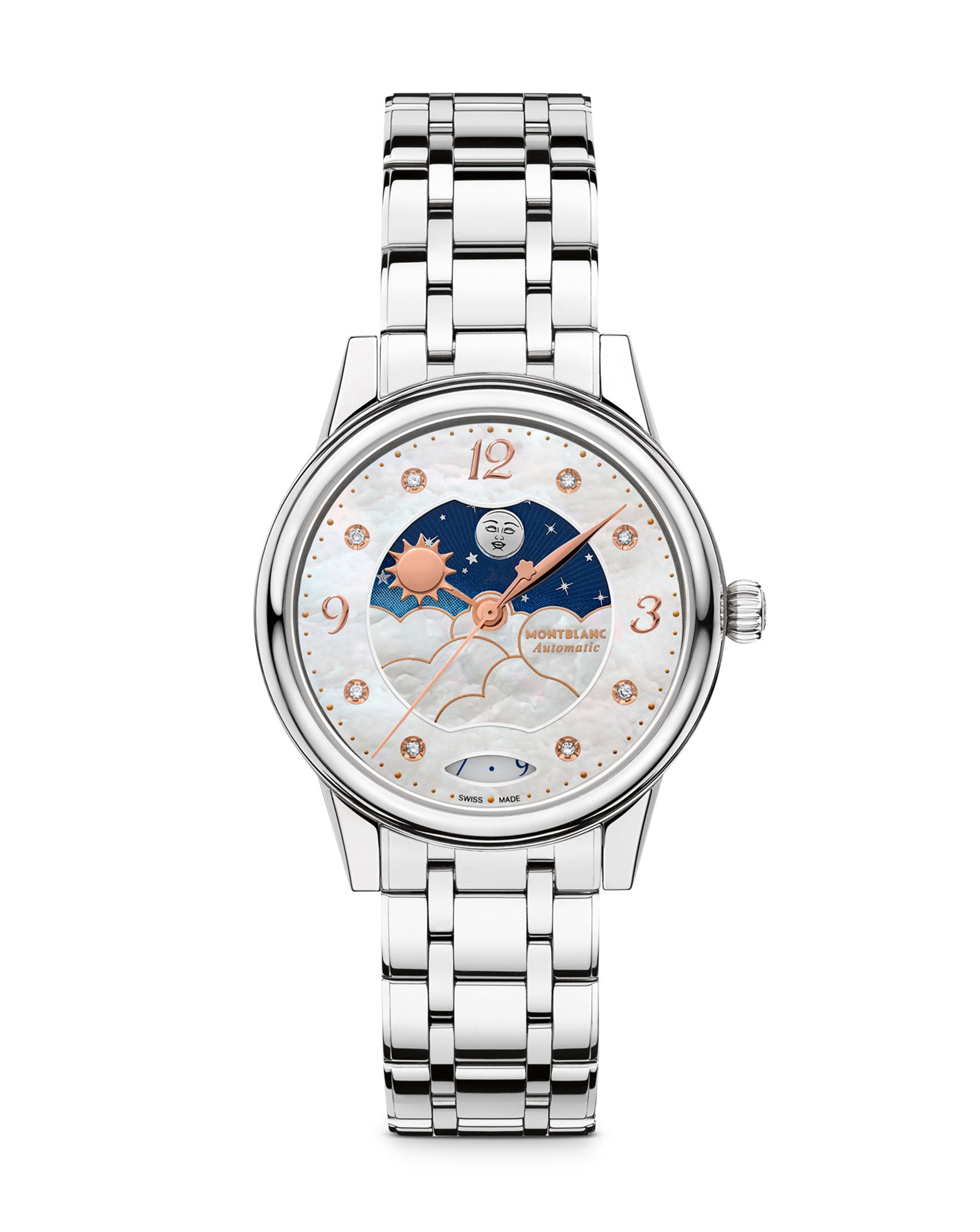 Montblanc Bohéme Day & Night 30 mm, Mother-of-Pearl Dial, Steel Bracelet