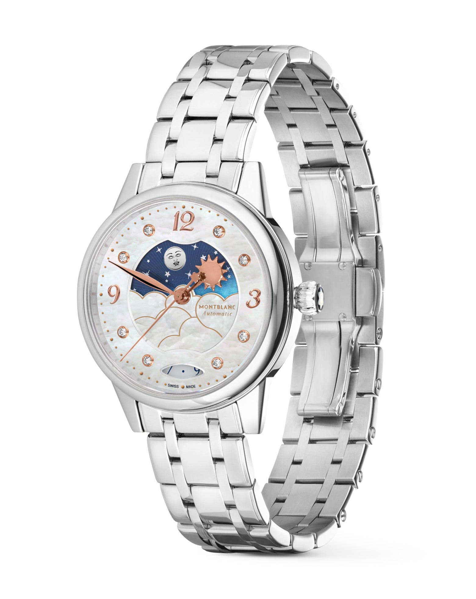 Montblanc Bohéme Day & Night 30 mm, Mother-of-Pearl Dial, Steel Bracelet