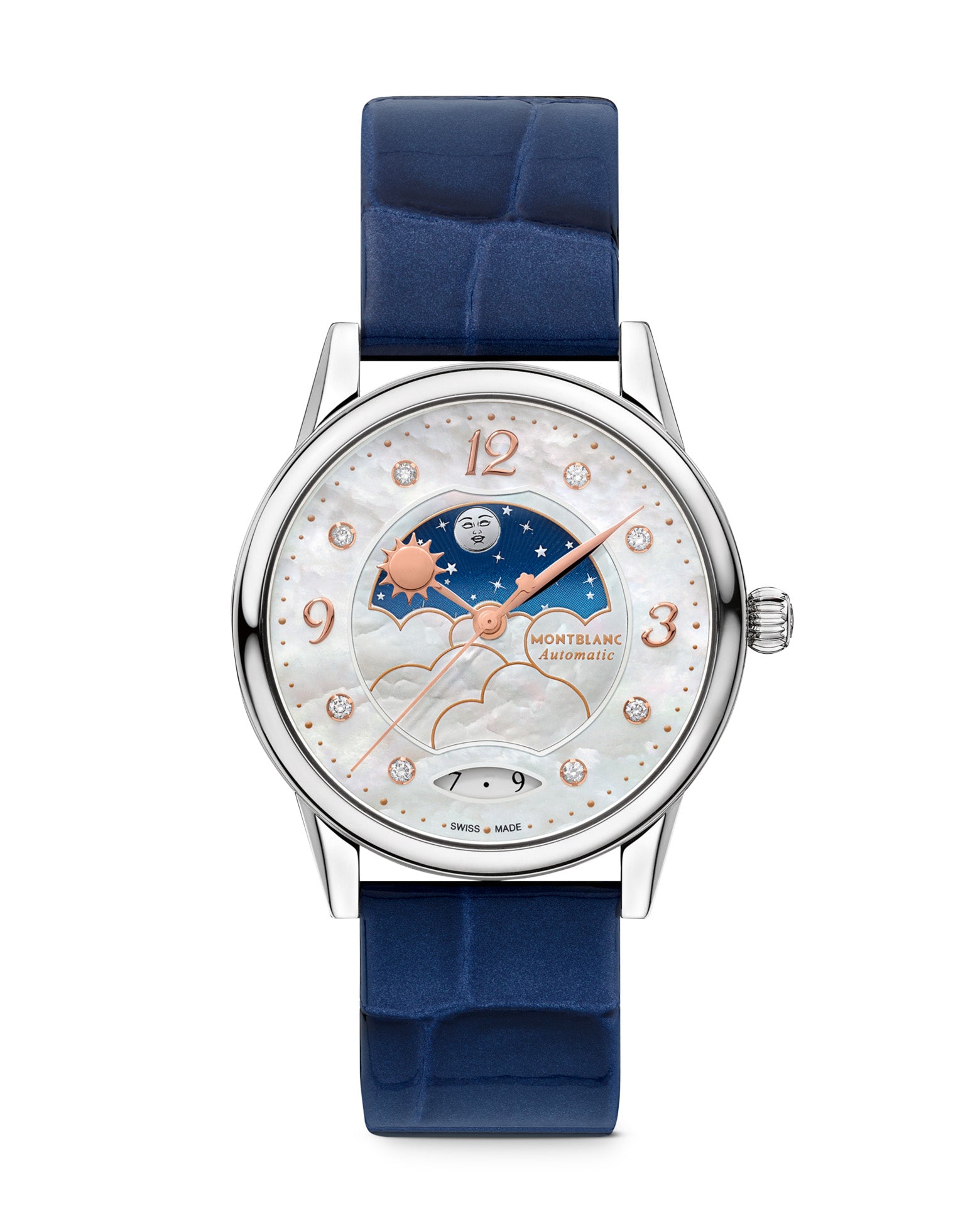 Montblanc Bohème Day & Night 34mm, MOP Dial, Blue Strap