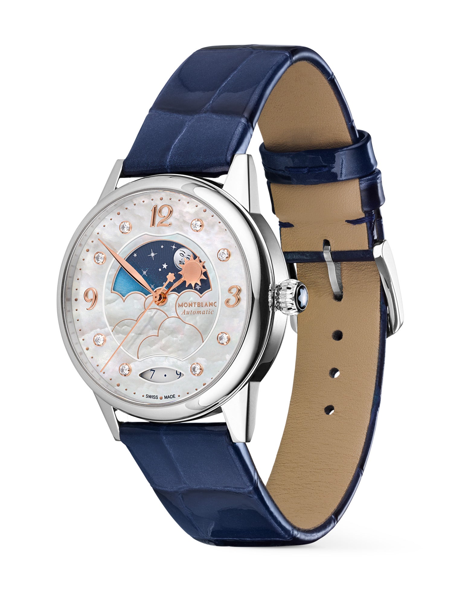 Montblanc Bohème Day & Night 34mm, MOP Dial, Blue Strap