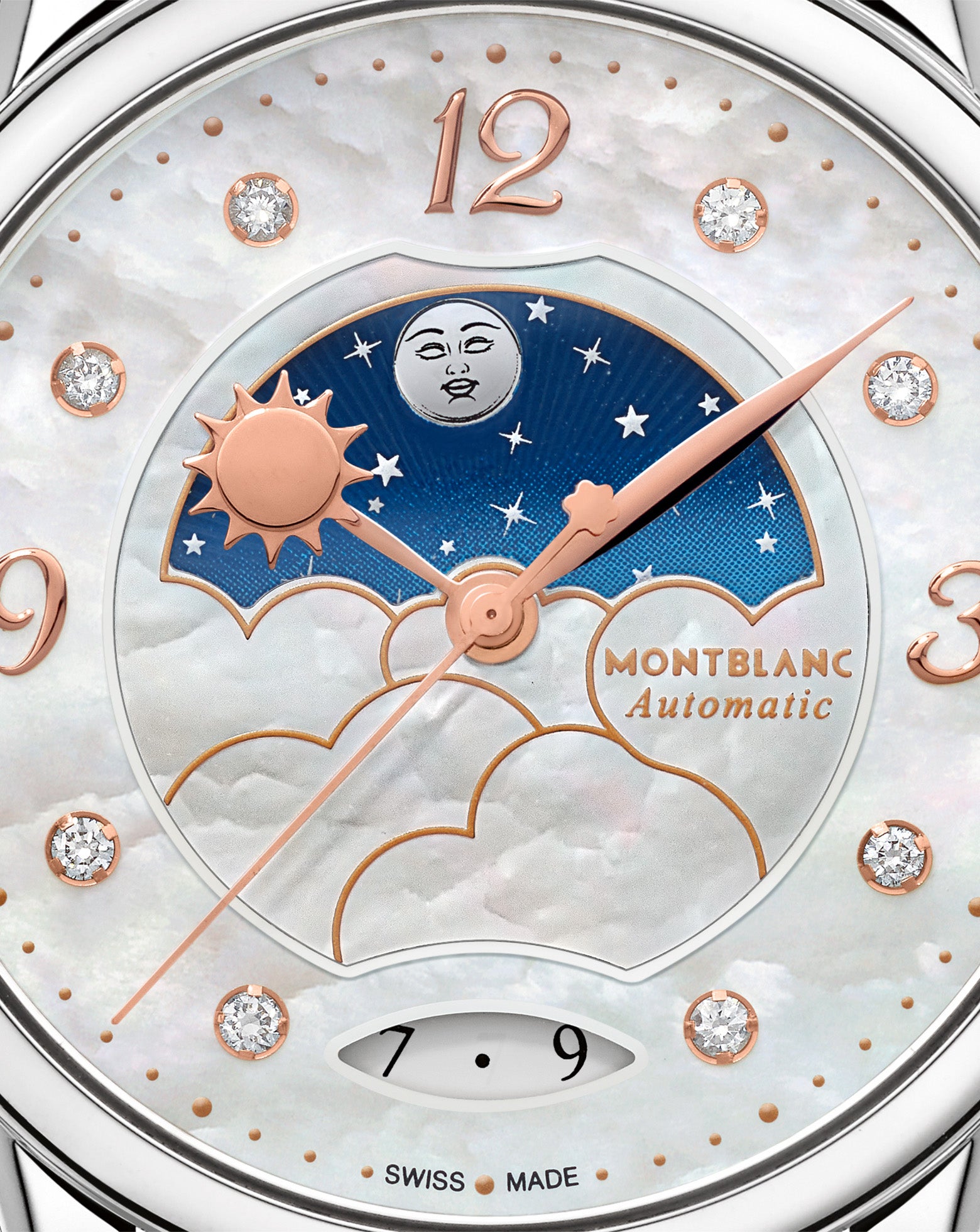 Montblanc Bohème Day & Night 34mm, MOP Dial, Blue Strap