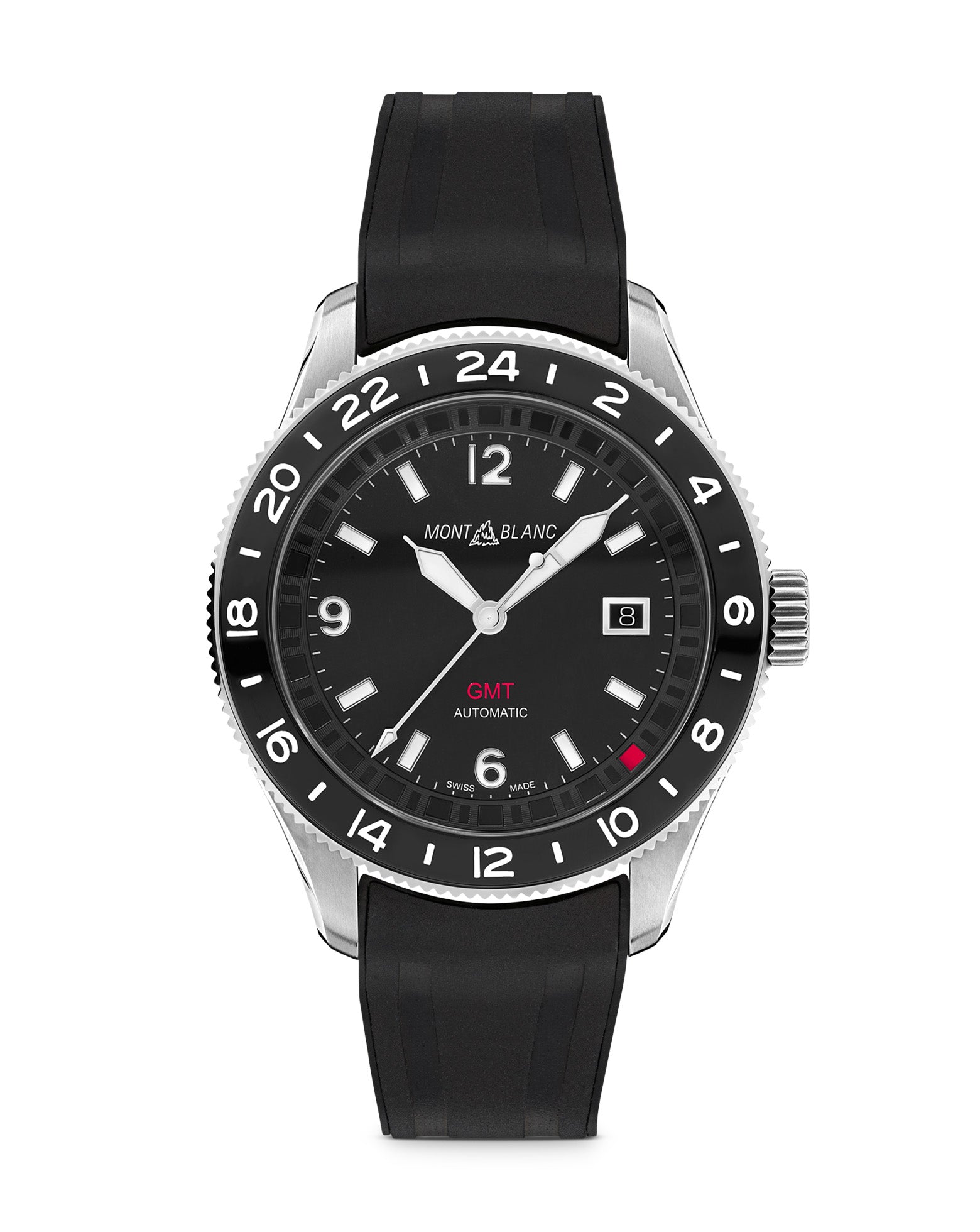 Montblanc 1858 GMT 42mm, Black Dial, Black Rubber Strap