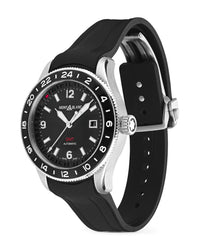 Montblanc 1858 GMT 42mm, Black Dial, Black Rubber Strap
