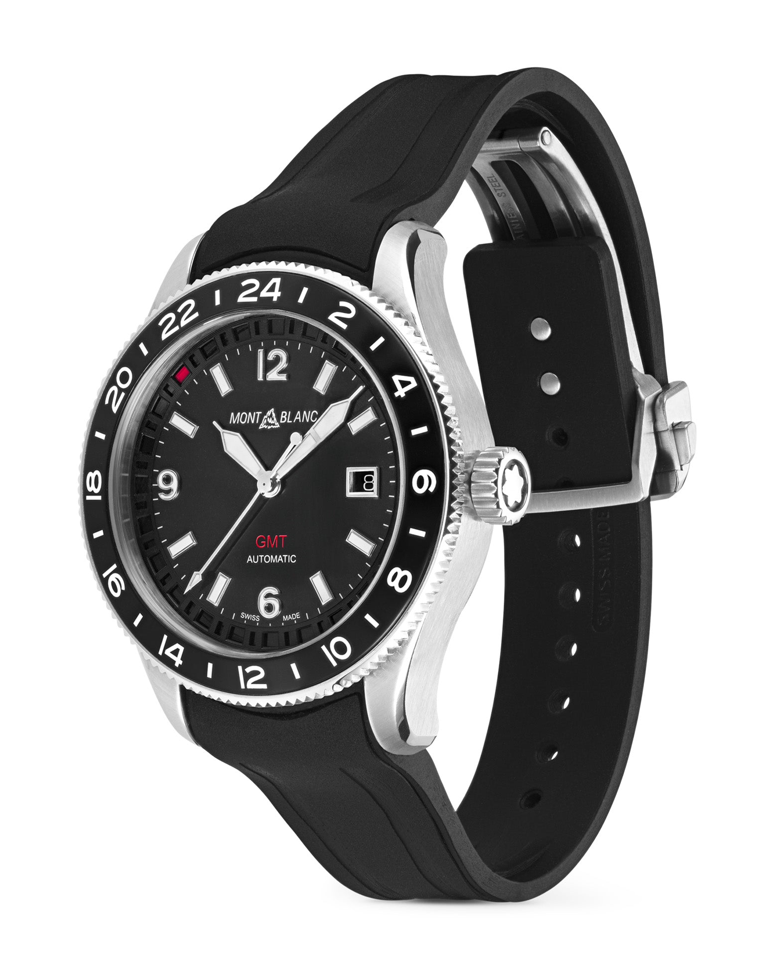 Montblanc 1858 GMT 42mm, Black Dial, Black Rubber Strap