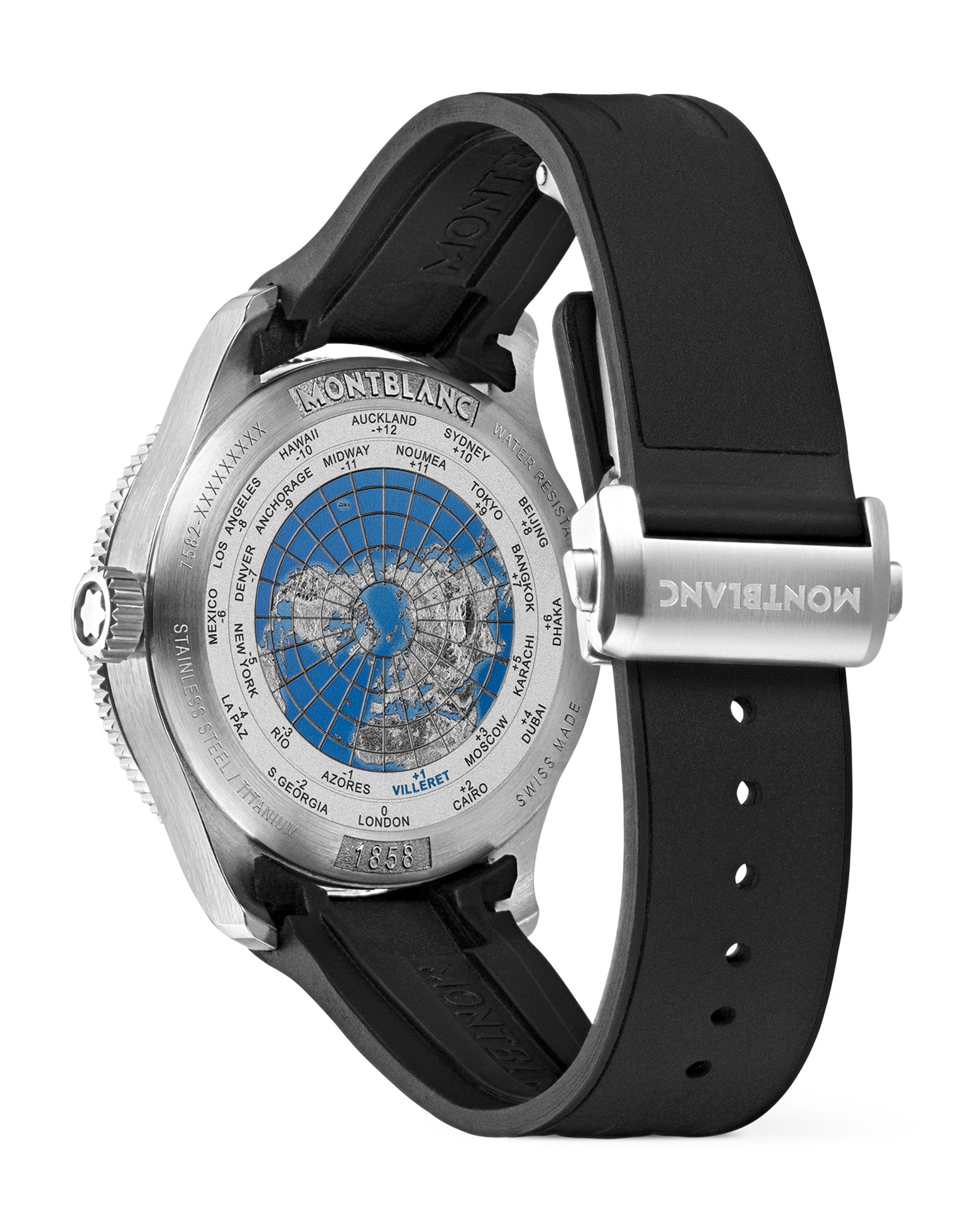 Montblanc 1858 GMT 42mm, Black Dial, Black Rubber Strap