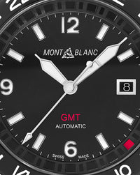 Montblanc 1858 GMT 42mm, Black Dial, Black Rubber Strap