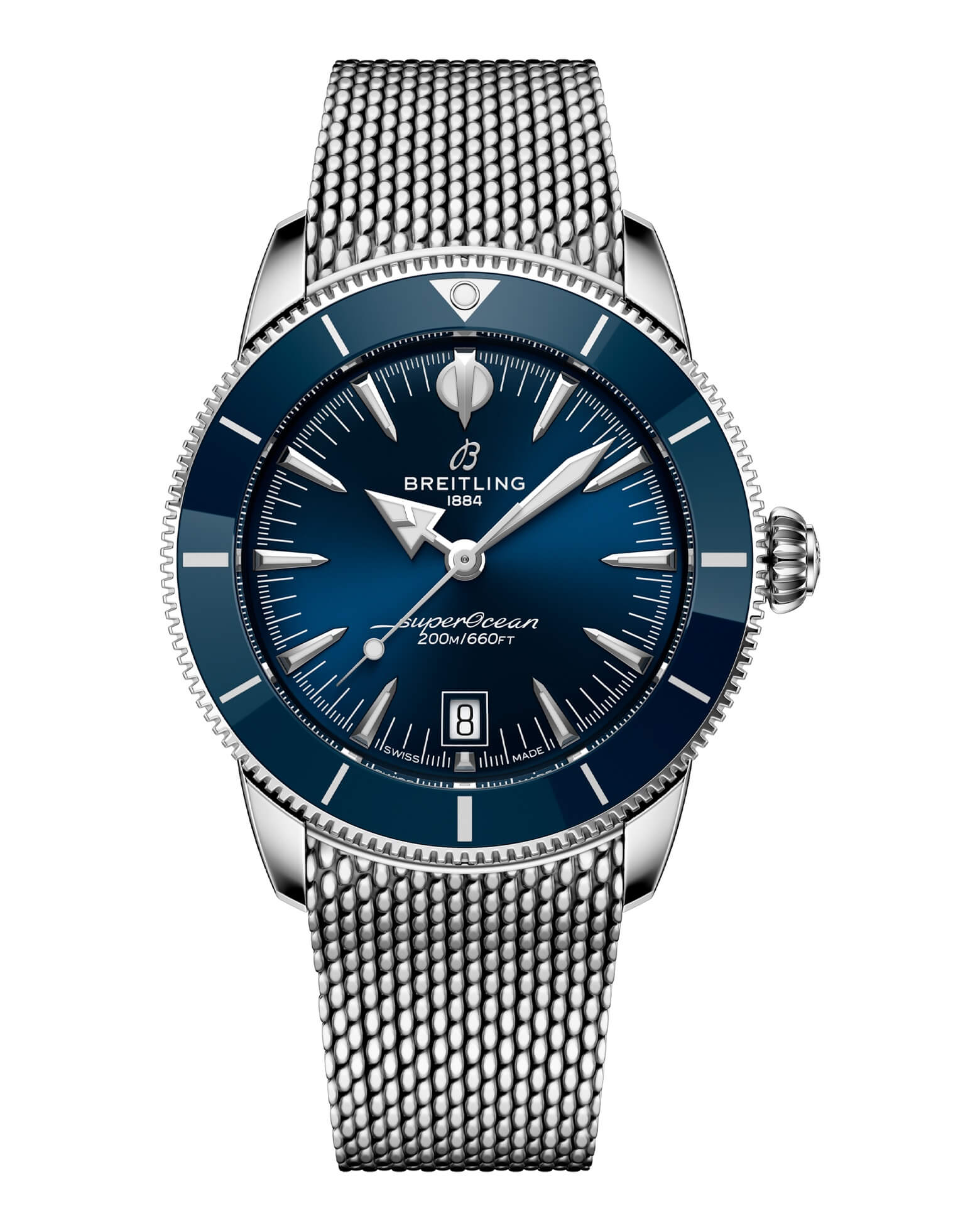 Breitling Superocean Heritage B31 Automatic 42mm, Steel Case, Blue Dial, Steel Mesh Bracelet