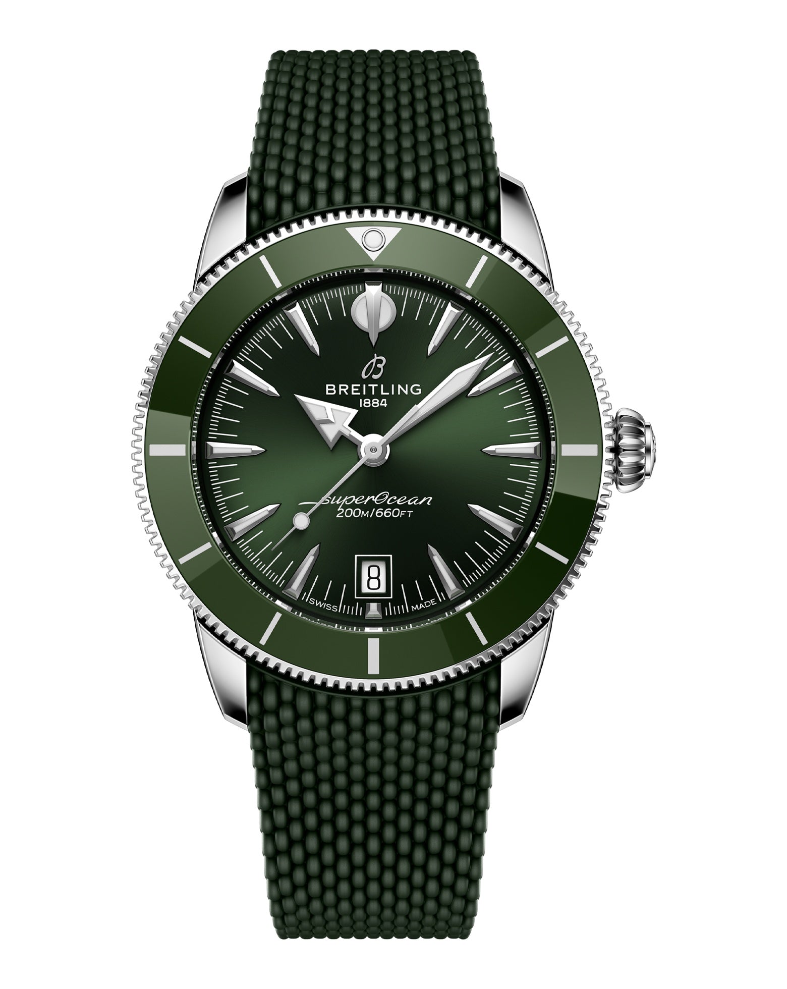 cortina Breitling Superocean Heritage B31 Automatic 40mm Steel Case Green Dial Rubber Deployant Buckle