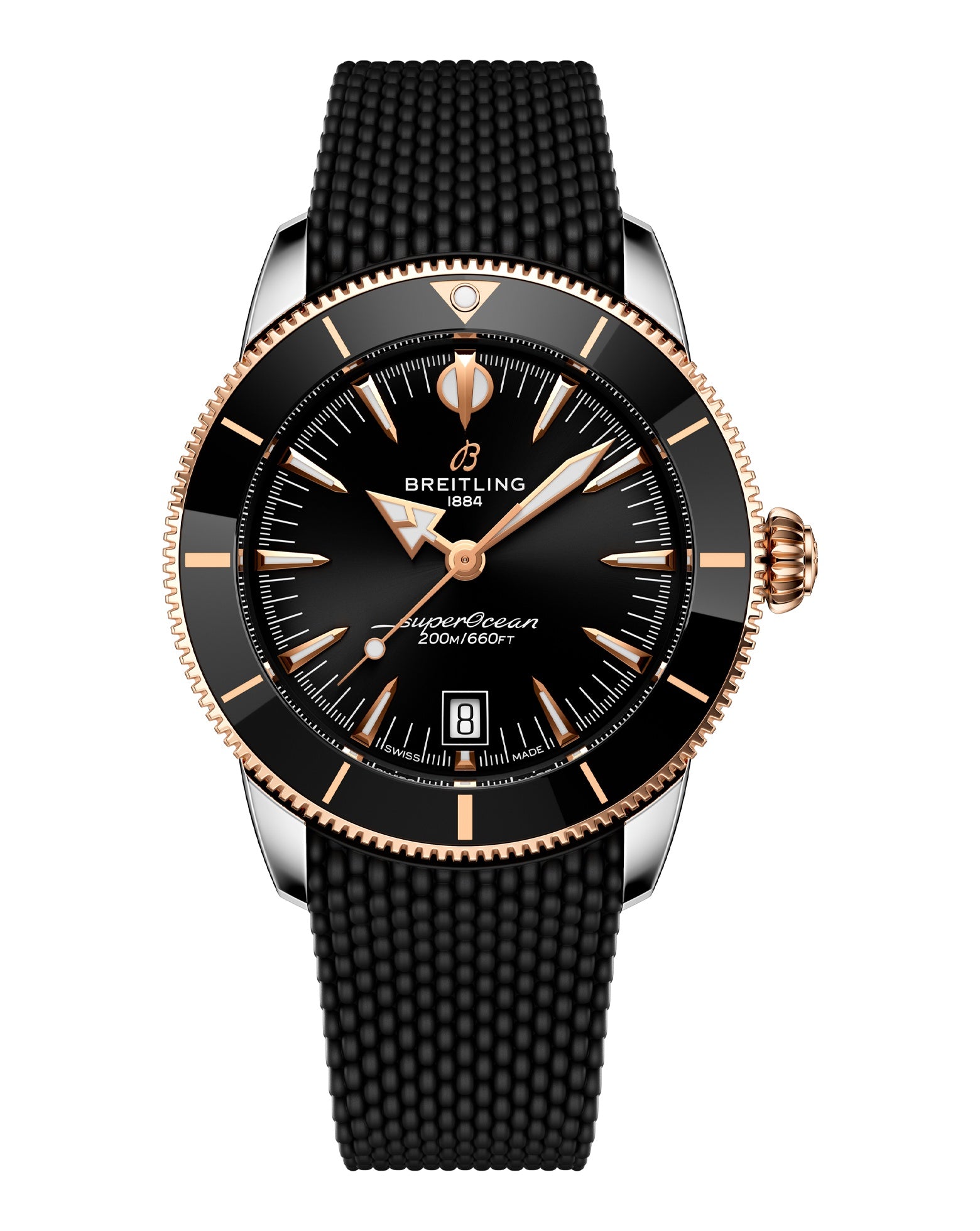 cortina Breitling Superocean Heritage B31 Automatic 42mm Steel & Red Gold Case Black Dial Rubber Deployant Strap