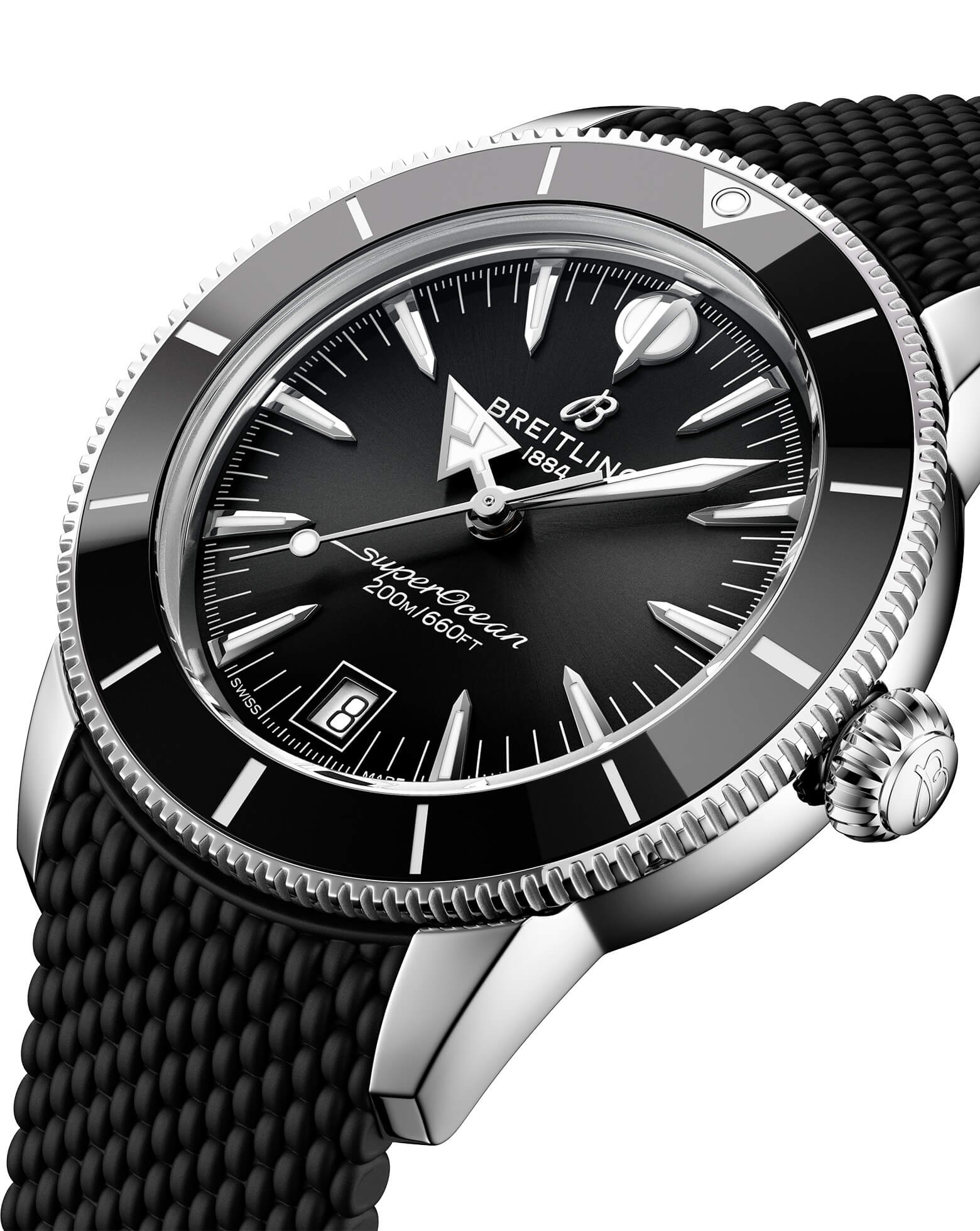 Breitling Superocean Heritage B31 Automatic 40mm, Steel Case, Black Dial, Rubber Deployant Buckle