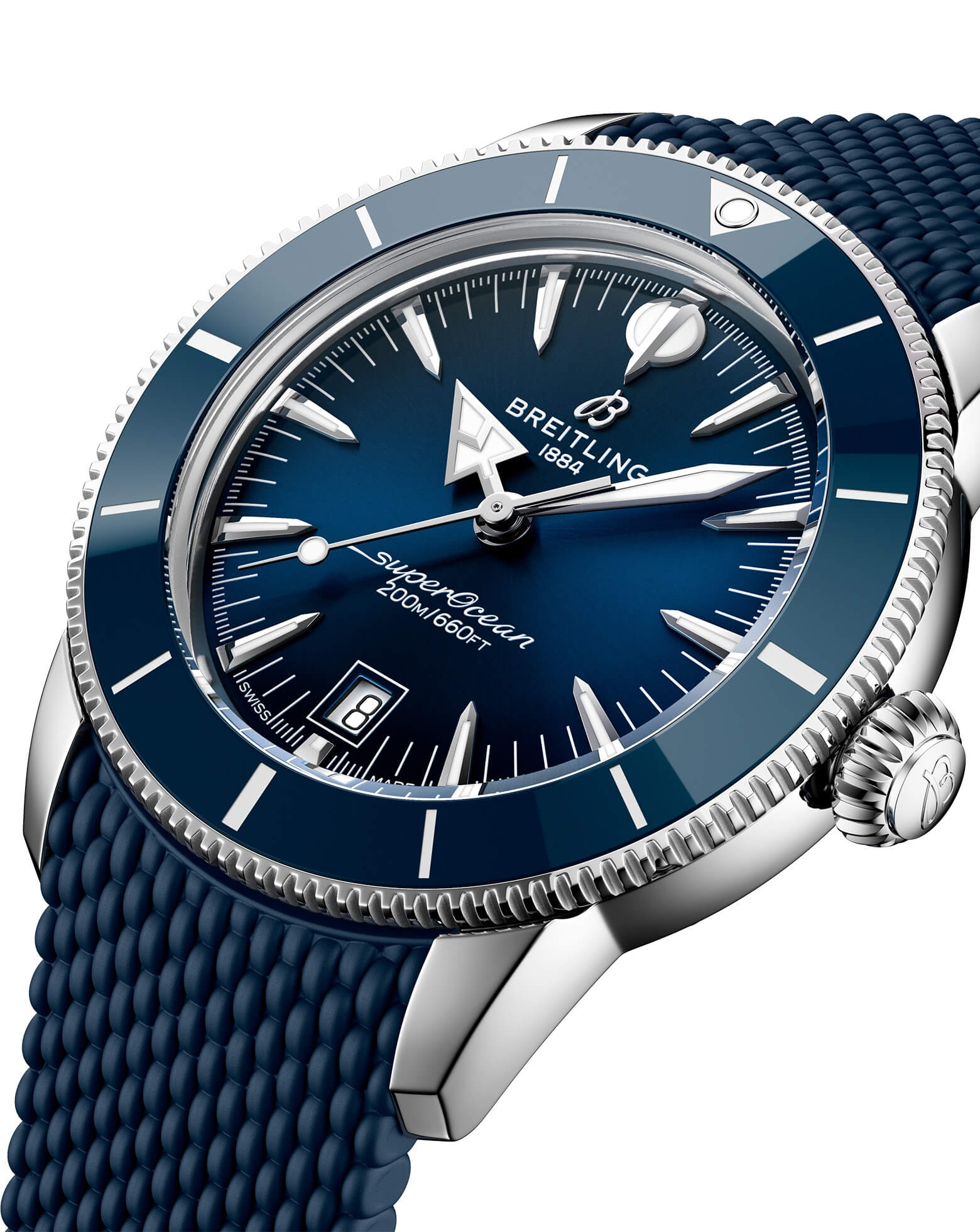 Breitling Superocean Heritage B31 Automatic 42mm, Steel Case, Blue Dial, Rubber Deployant Strap