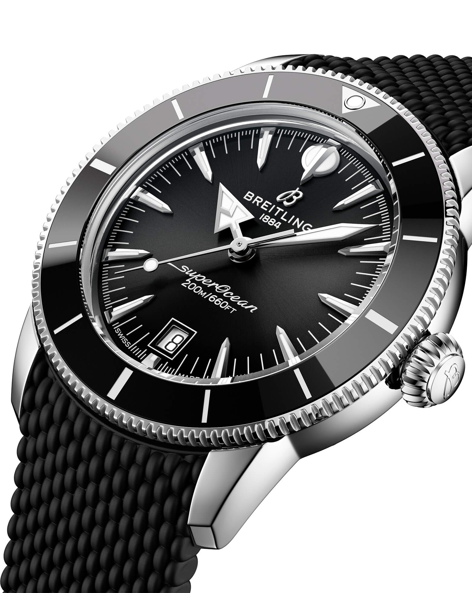 Breitling Superocean Heritage B31 Automatic 42mm, Steel Case, Black Dial, Rubber Deployant Strap