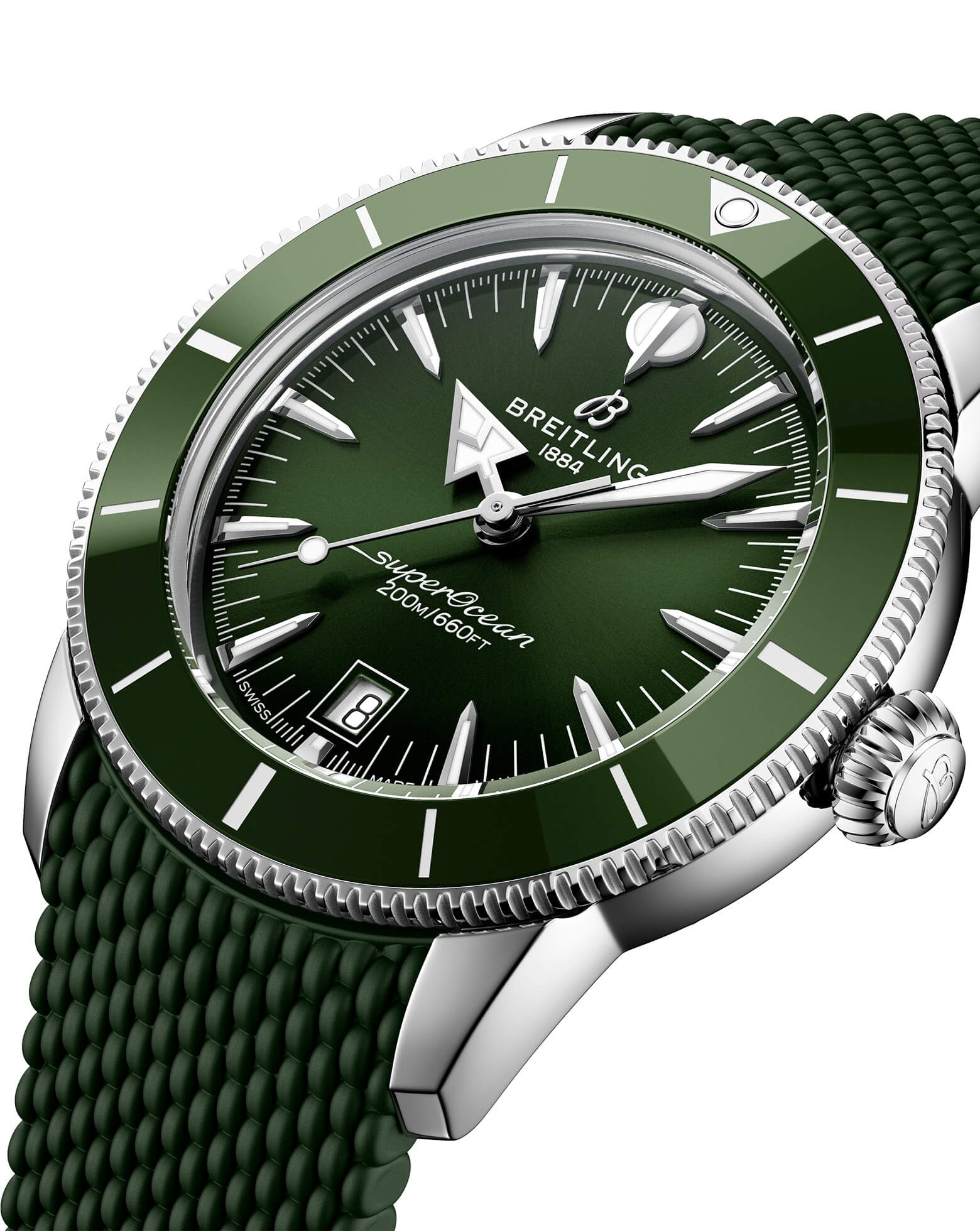 Breitling Superocean Heritage B31 Automatic 40mm, Steel Case, Green Dial, Rubber Deployant Buckle