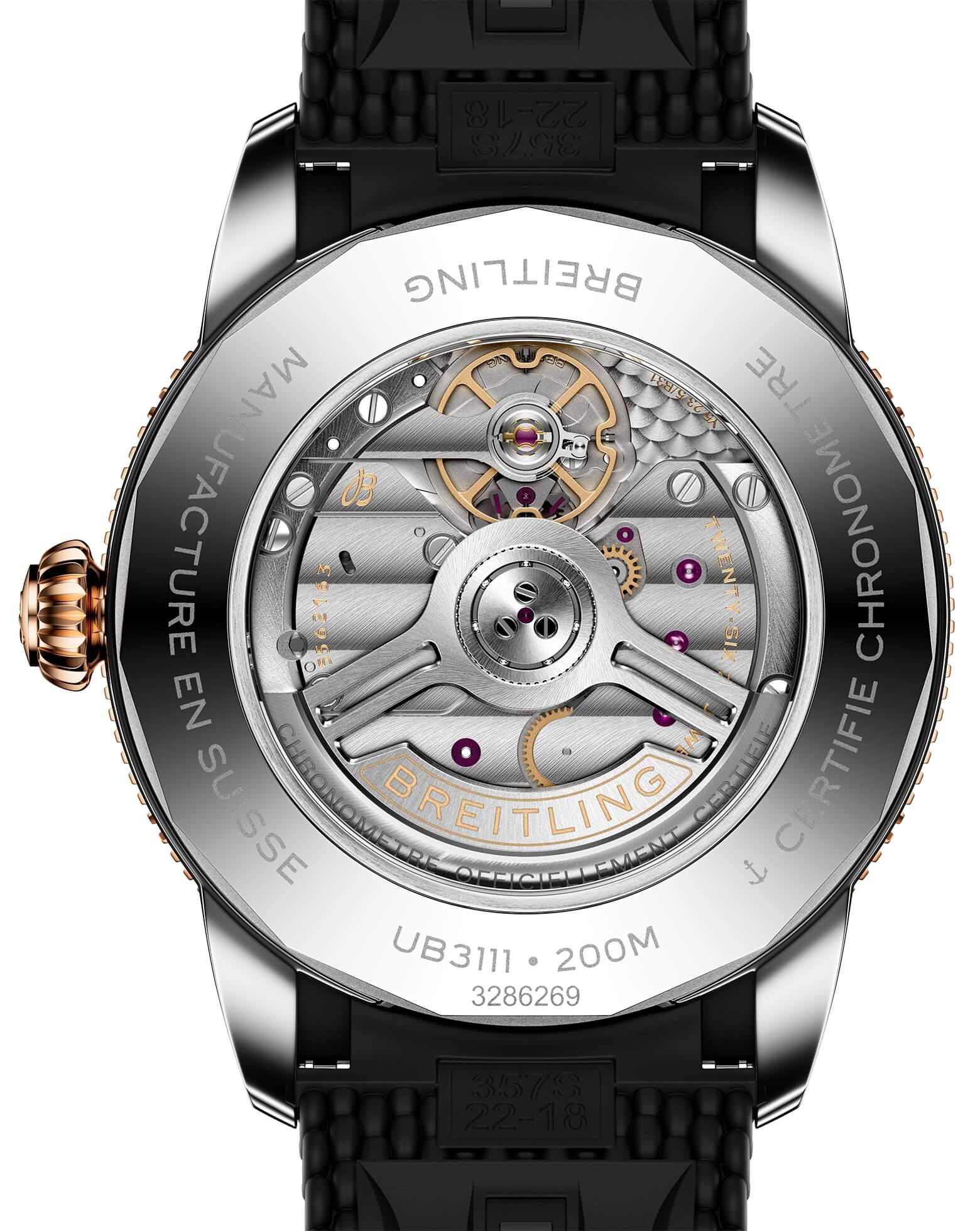 Breitling Superocean Heritage B31 Automatic 42mm, Steel & Red Gold Case, Black Dial, Rubber Deployant Strap