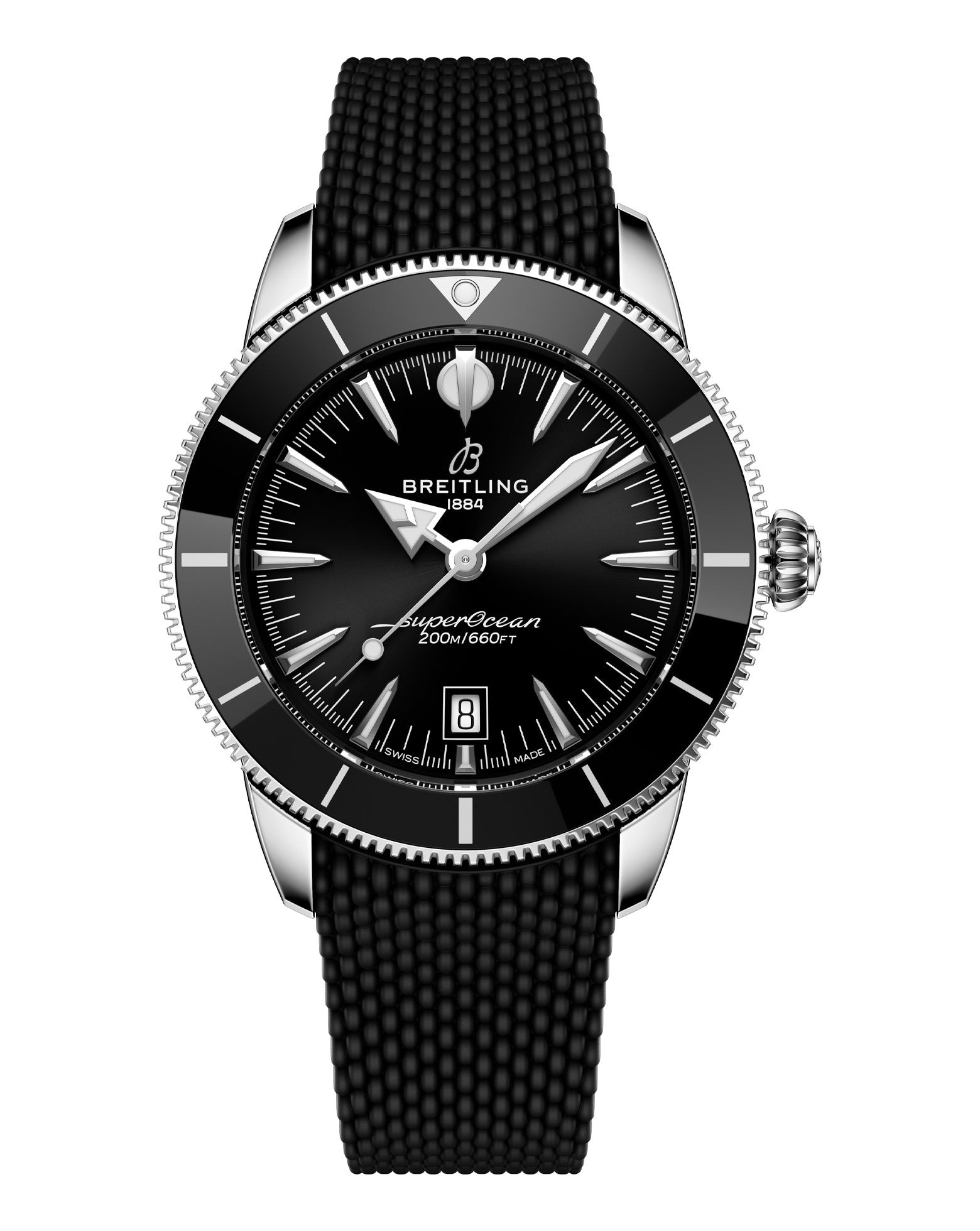 Breitling Superocean Heritage B31 Automatic 44mm, Steel Case, Black Dial, Rubber Deployant Strap