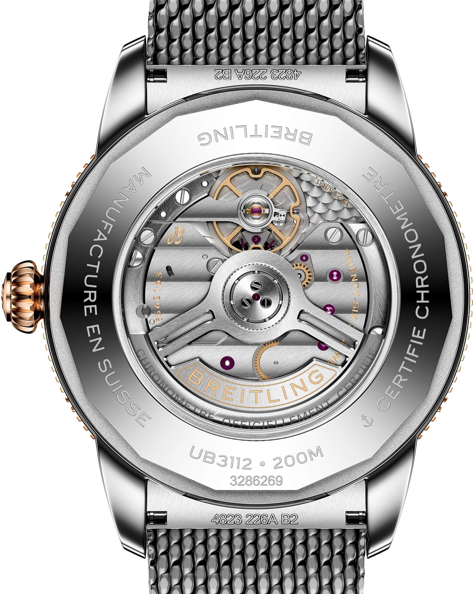 Breitling Superocean Heritage B31 Automatic 44mm, Steel & Red Gold Case, Blue Dial, Steel Mesh Bracelet