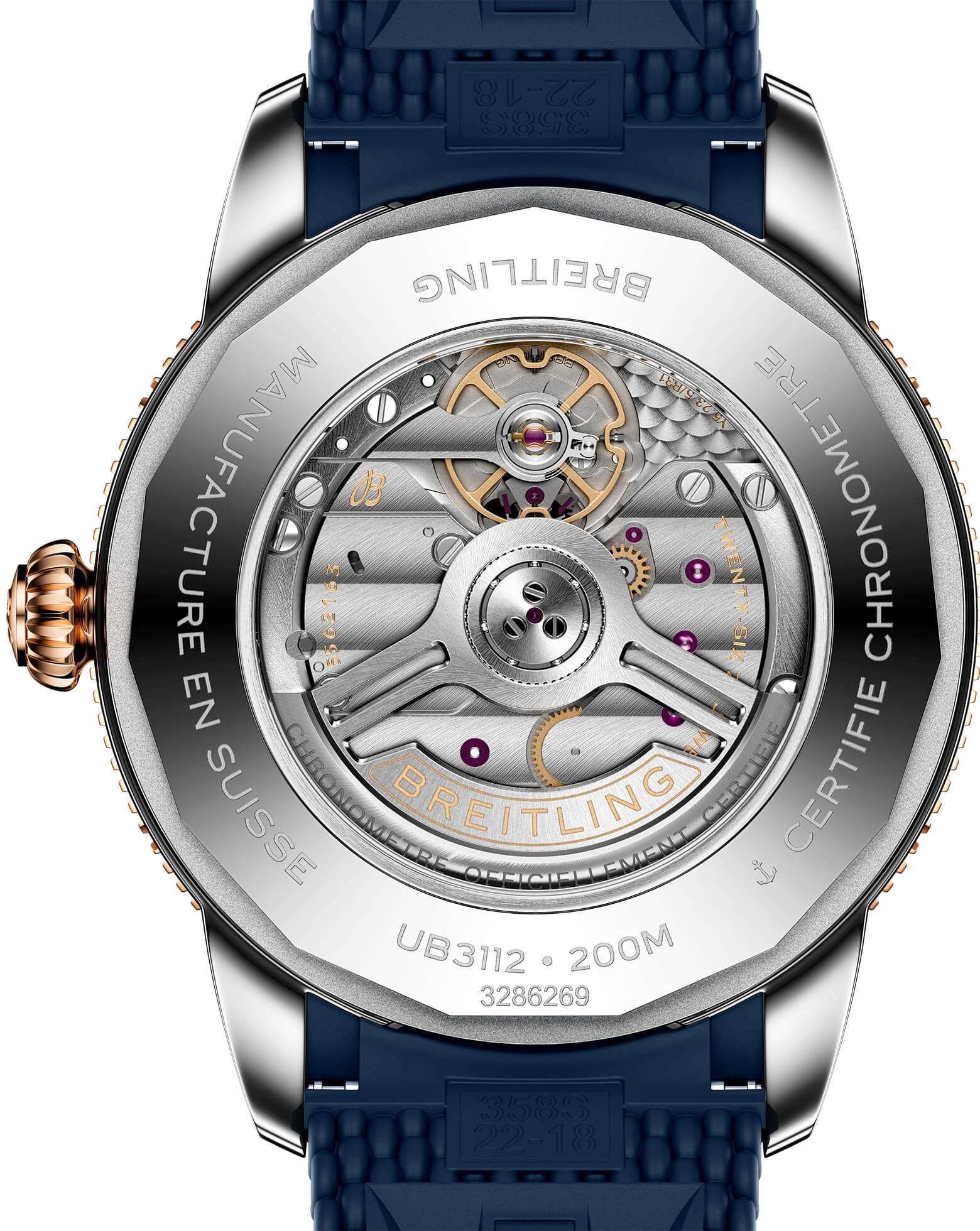 Breitling Superocean Heritage B31 Automatic 44mm, Steel & Red Gold Case, Blue Dial, Rubber Deployant Strap