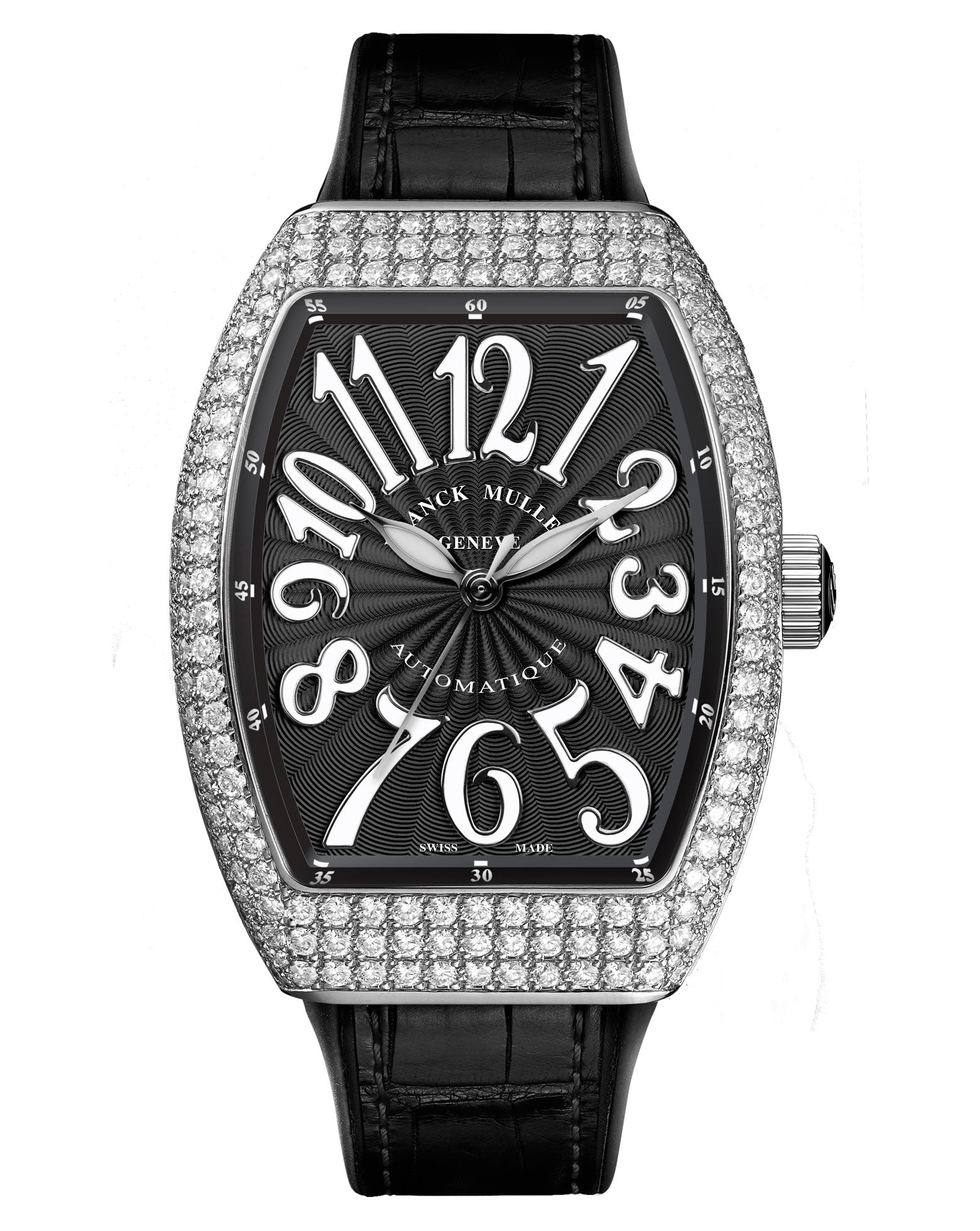 Franck Muller Vanguard Lady 32mm, Black Dial, Alligator Strap