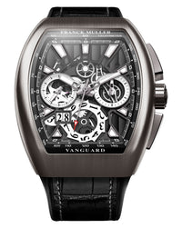 Franck Muller Vanguard Grande Date Chronograph 44mm, Skeleton Dial, Alligator Strap