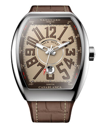 Franck Muller Vanguard Casablanca 41mm, Brown Dial, Brown inserts on both sides of case, Brown Leather on Rubber Strap