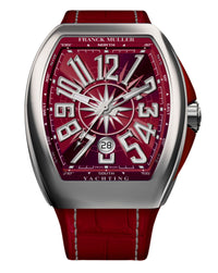 Franck Muller Vanguard Yachting 41mm, Red Dial, Red inserts on both sides of case, Red Leather on Rubber Strap