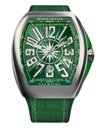 Franck Muller Vanguard Yachting 41mm, Green Dial, Green inserts on both sides of case, Green Leather on Rubber Strap