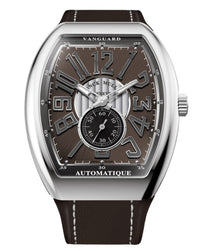 Franck Muller Vanguard Slim Vintage 41mm, Brown Dial, Brown inserts on both sides of case, Brown Leather on Rubber Strap