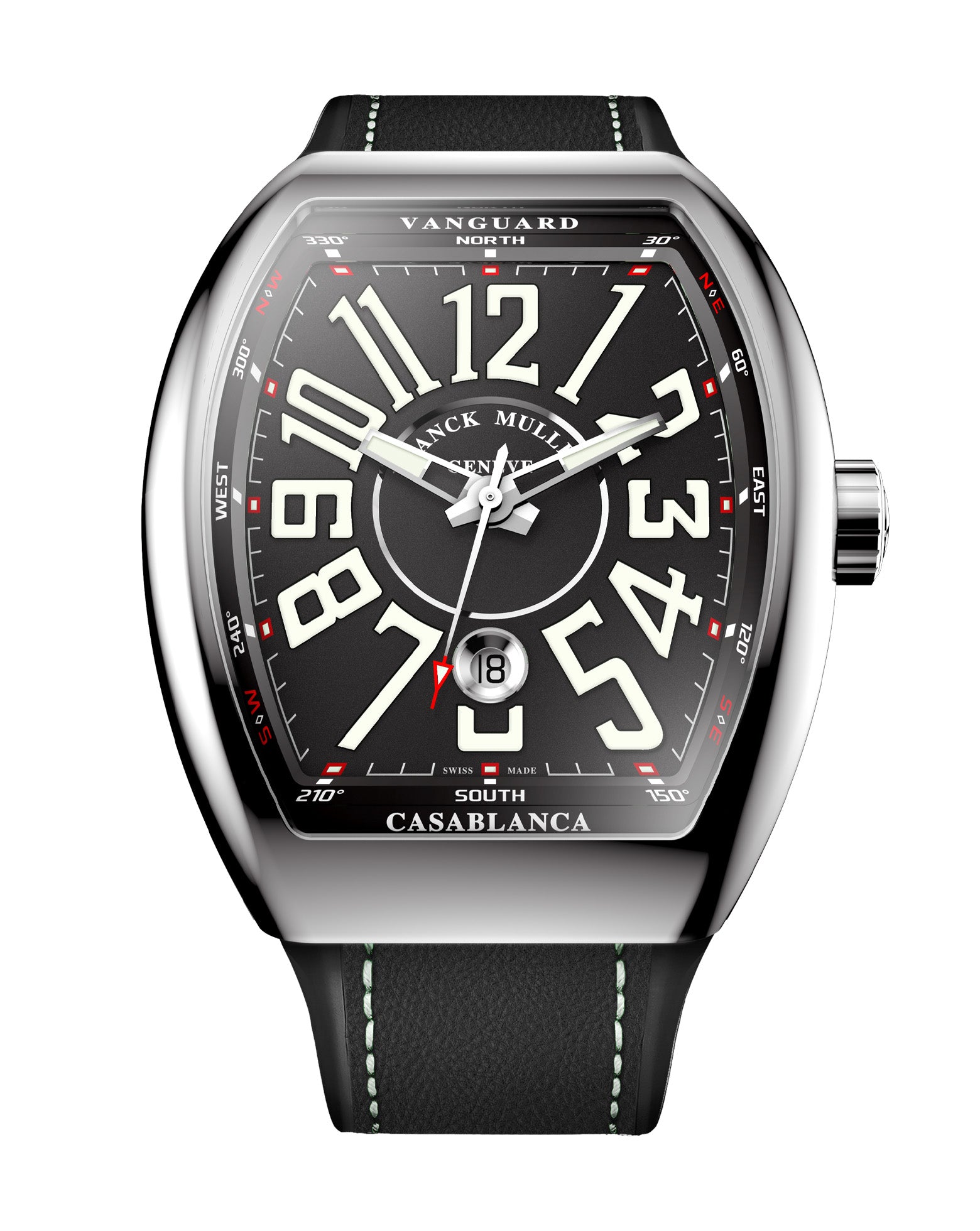 Franck Muller Vanguard Casablanca 43mm Black Dial Black Leather on R