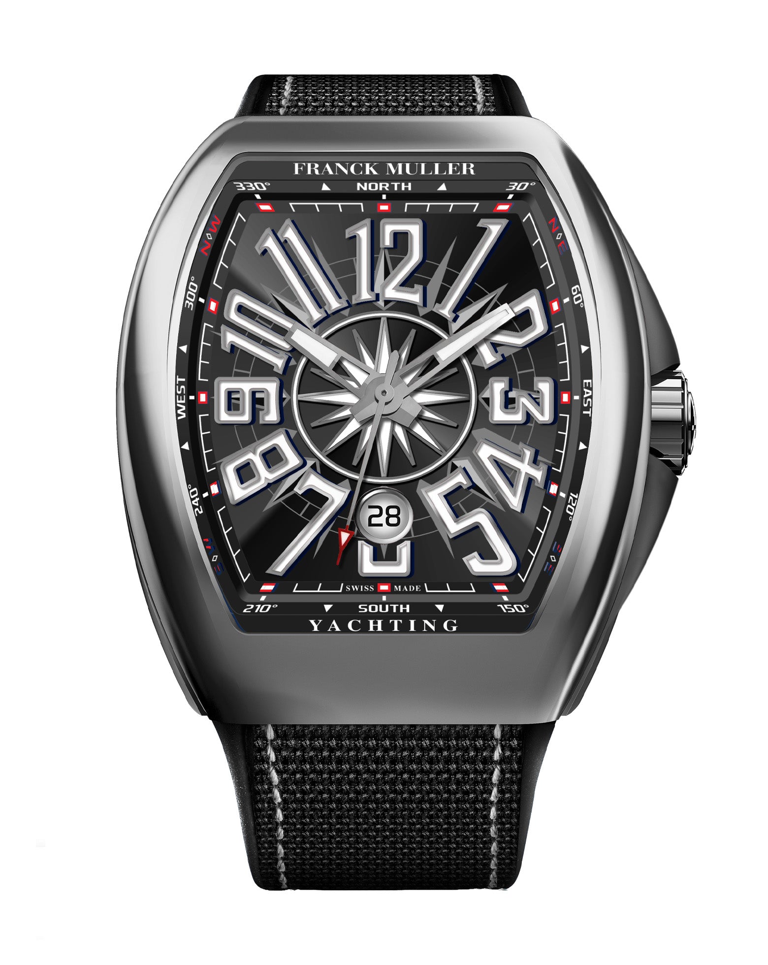 Franck Muller Vanguard Yachting 45mm Black Dial Black Nylon on Rubber Strap