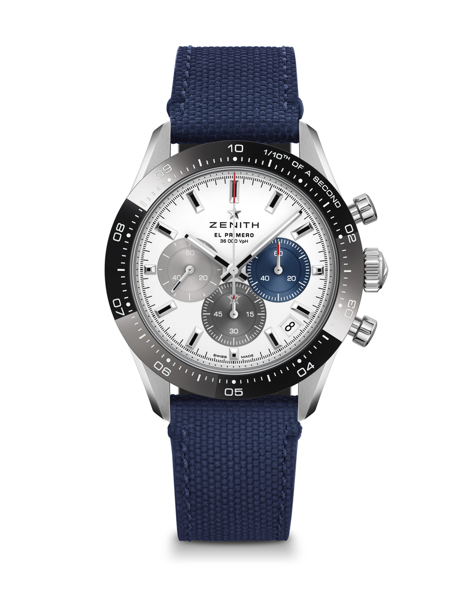 ZENITH Chronomaster Sport 41mm, White Dial, Blue Rubber Strap