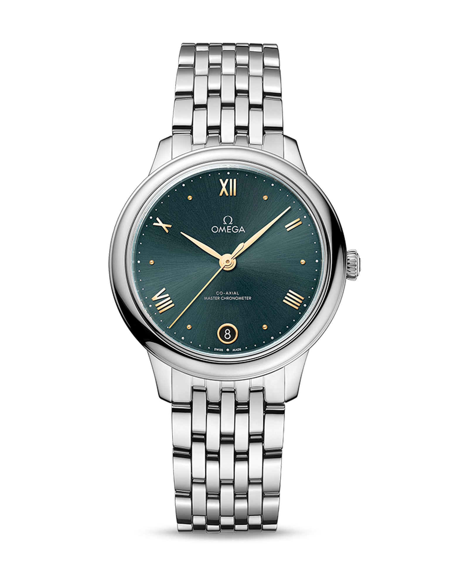 OMEGA De Ville Prestige Co‑Axial Master Chronometer 34mm, Steel Case, Green Dial, Steel Bracelet