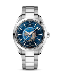 OMEGA Seamaster Aqua Terra 150M Co‑Axial Master Chronometer GMT Worldtimer 43mm, Steel Case, Blue Dial, Steel Bracelet