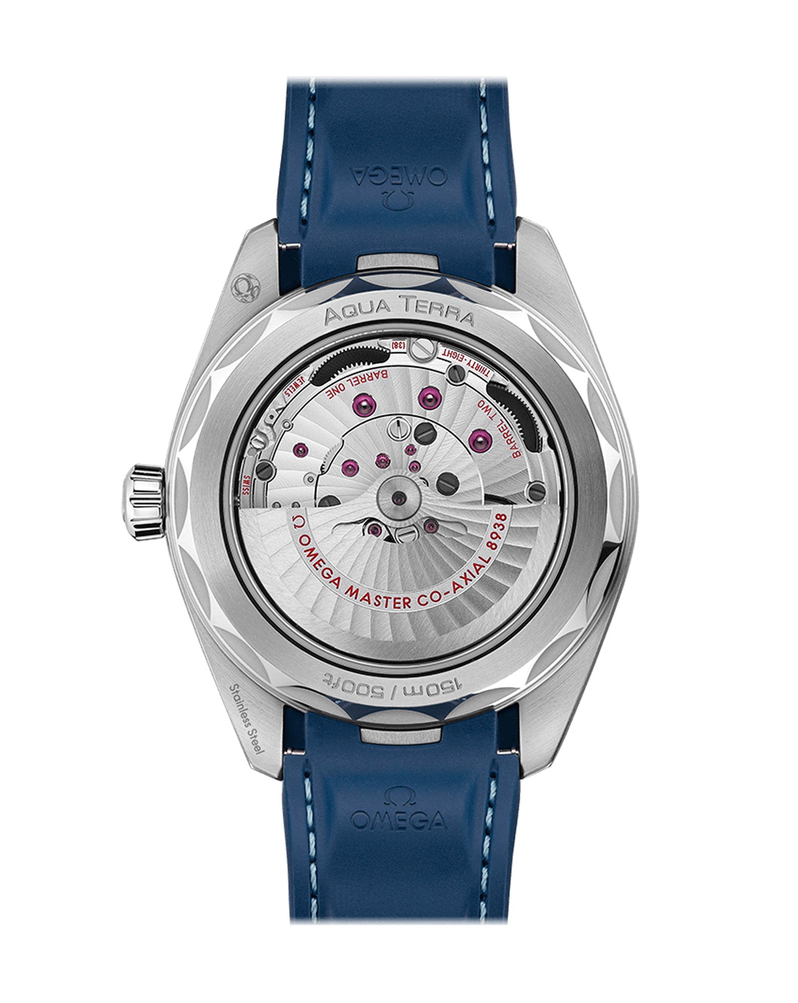 OMEGA Seamaster Aqua Terra 150M Co‑Axial Master Chronometer GMT Worldtimer 43mm, Steel Case, Blue Dial, Blue Rubber Strap