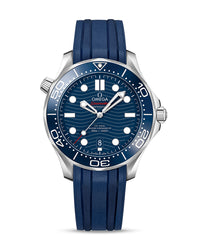 OMEGA Seamaster Diver 300M Co‑Axial Master Chronometer 42mm, Steel Case, Blue Dial, Blue Rubber Strap