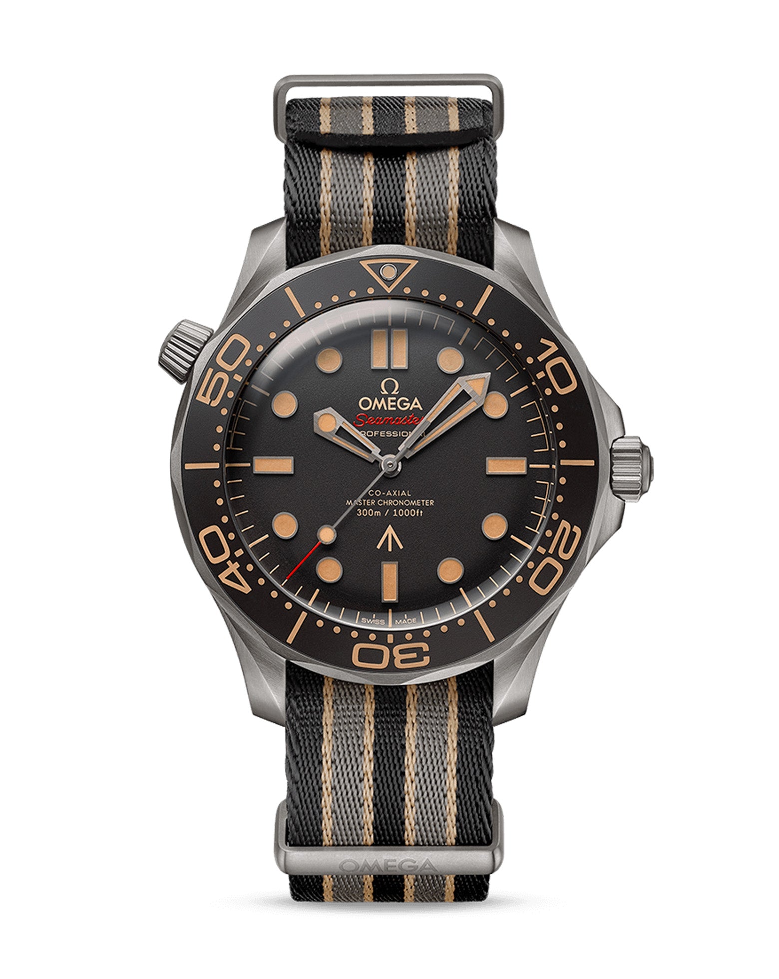 OMEGA Seamaster Diver 300M Co‑Axial Master Chronometer 007 Edition 42mm, Titanium Case, Brown Dial, NATO Strap