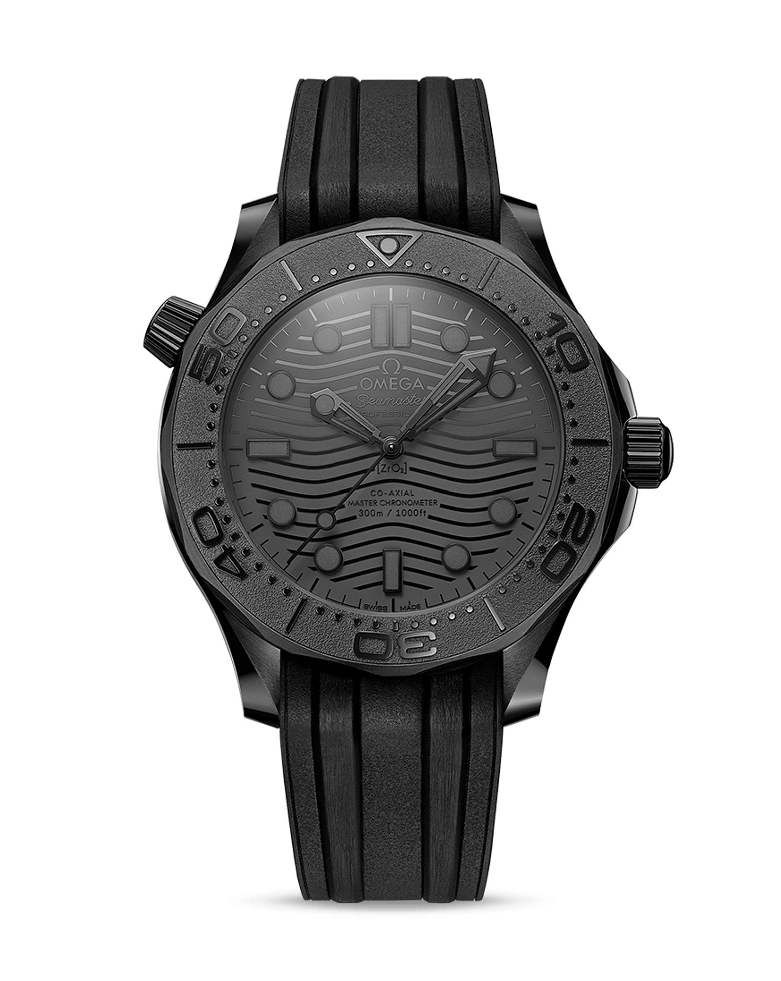 OMEGA Seamaster Diver 300M Co‑Axial Master Chronometer Black Black 43.5mm, Black Ceramic Case, Black Dial, Black Rubber Strap