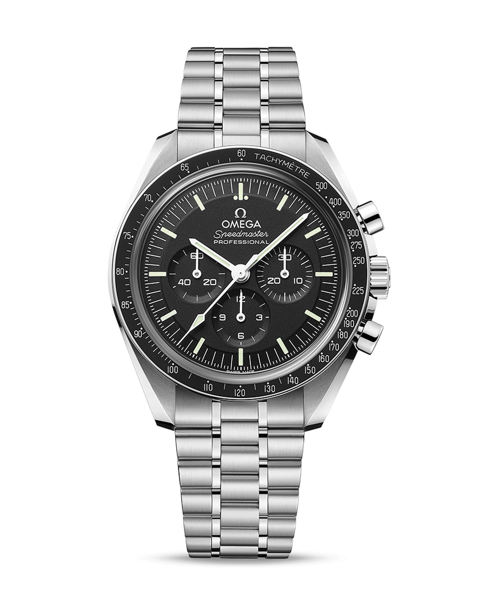 OMEGA Speedmaster Moonwatch Professional Co‑Axial Master Chronometer Chronograph 42mm, Steel Case, Black Dial, Sapphire Crystal, Steel Bracelet